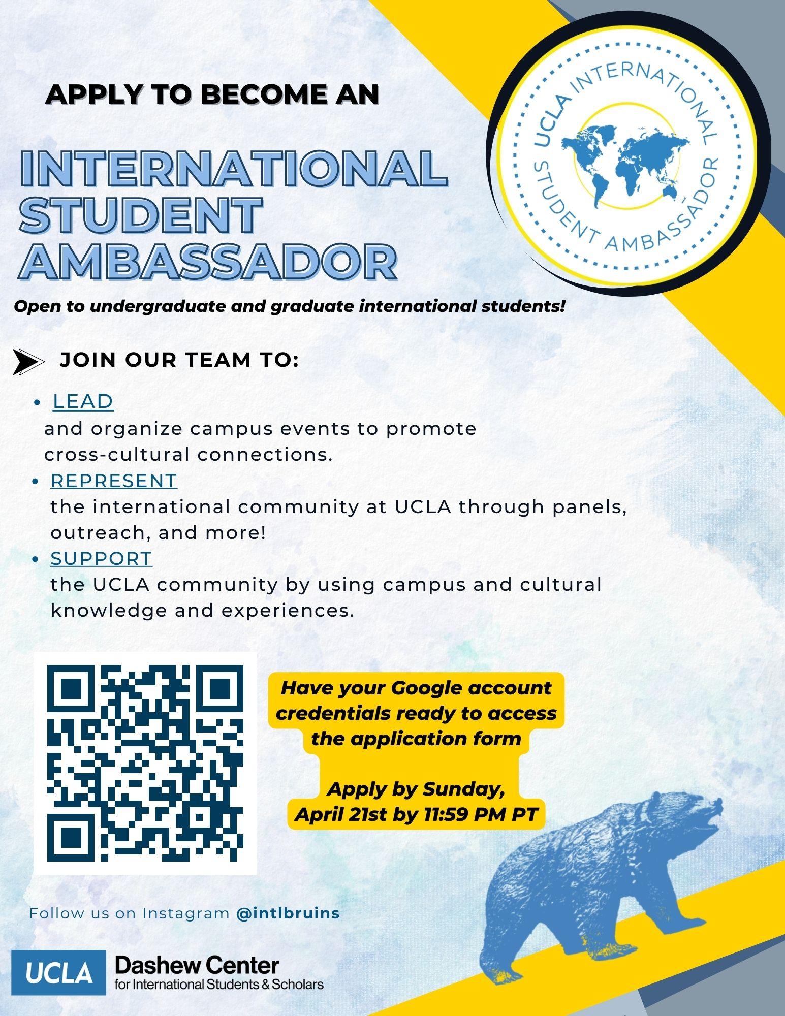 blue and yellow flyer advertising Ambassadors program