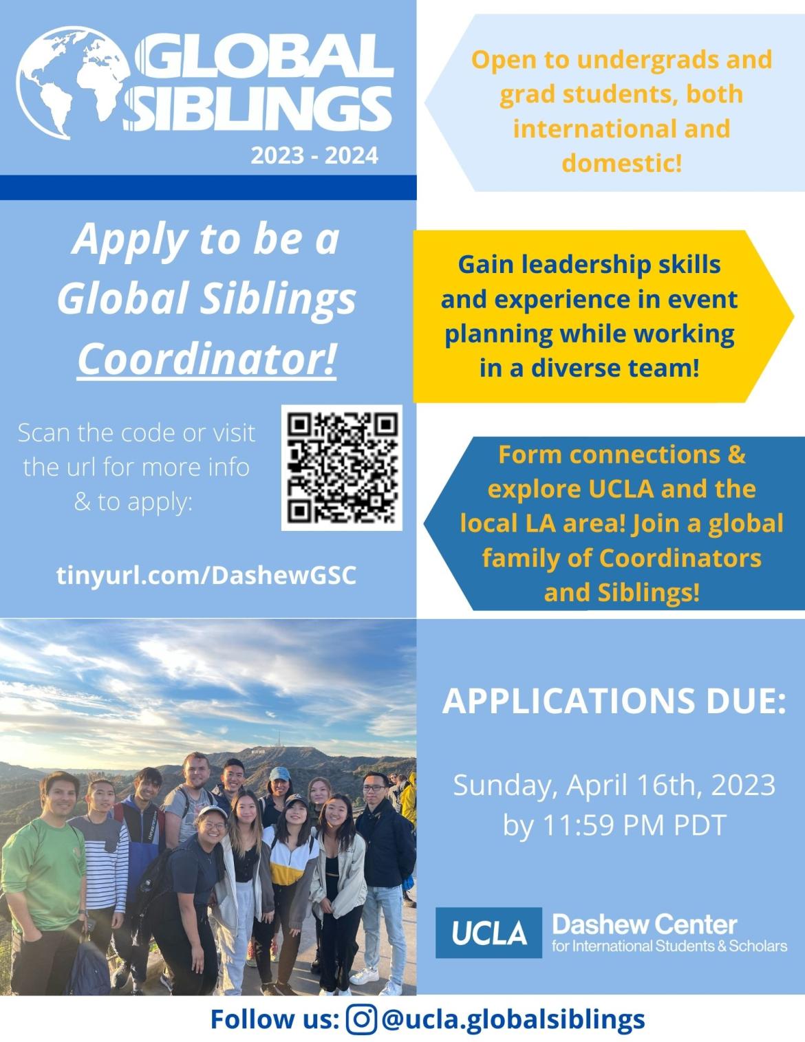 flyer for 23 - 24 global siblings coordinator applications