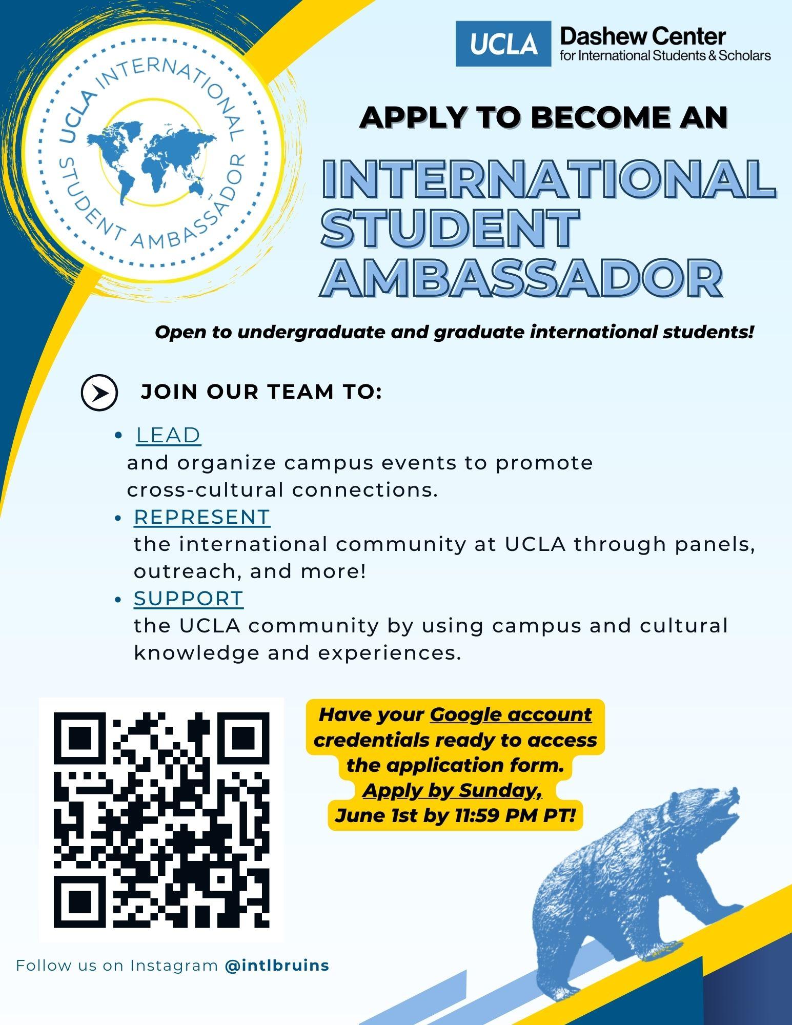 blue and yellow flyer advertising Ambassadors program